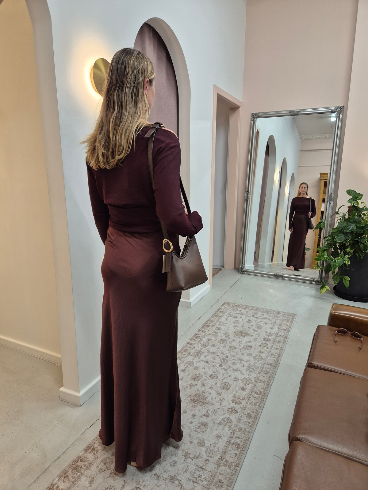 Merlot Satin Skirt by All About May