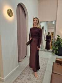 Merlot Satin Skirt by All About May