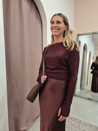 Merlot Satin Skirt by All About May