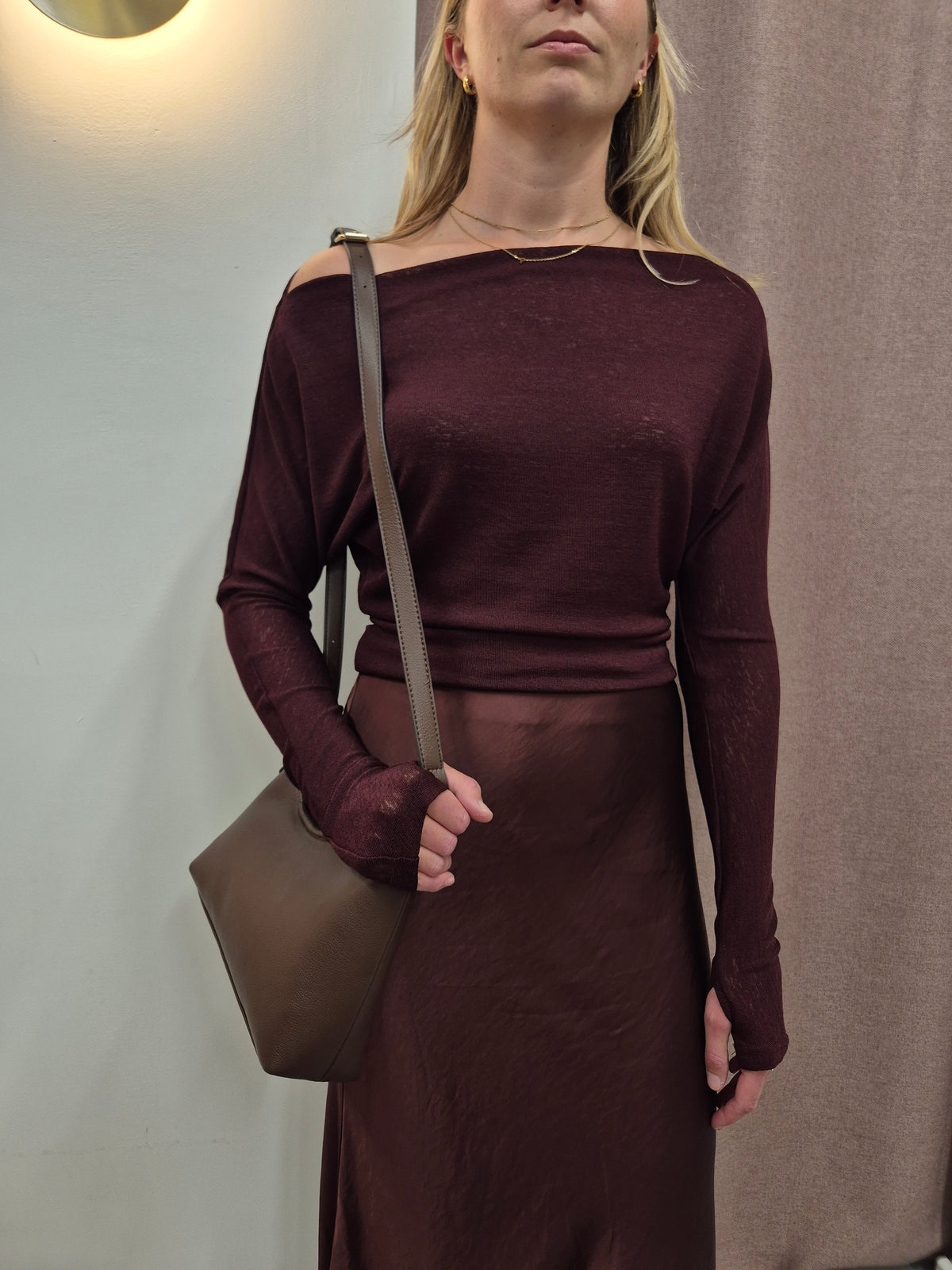 Merlot Satin Skirt by All About May