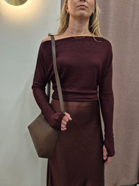 Merlot Satin Skirt by All About May
