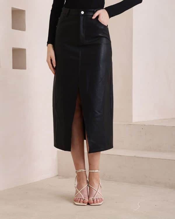 Bianca Midi Faux Leather Skirt