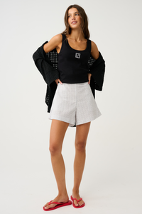 Demi Short-White Check by CARTEL & WILLOW