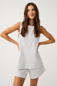 Demi Short-White Check by CARTEL & WILLOW