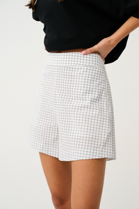 Demi Short-White Check by CARTEL & WILLOW