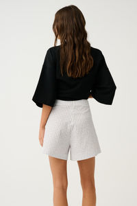Demi Short-White Check by CARTEL & WILLOW