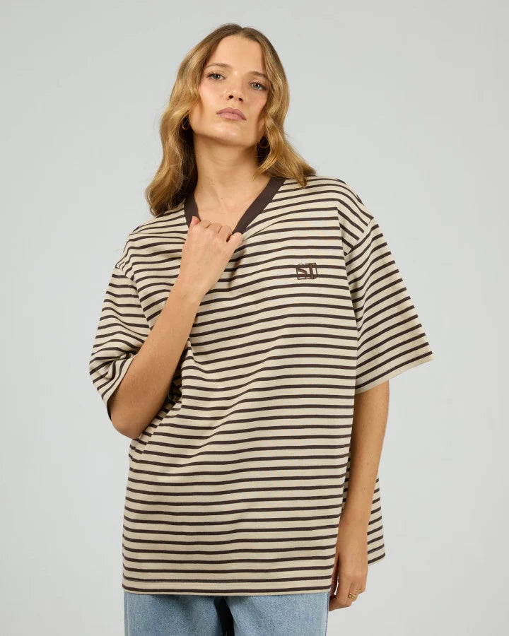 Choco Striped Luxe Tee by Silent Theory