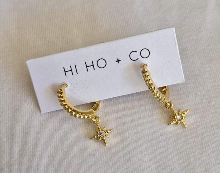 Starburst Drop Hoops (Gold) by Hi Ho + Co