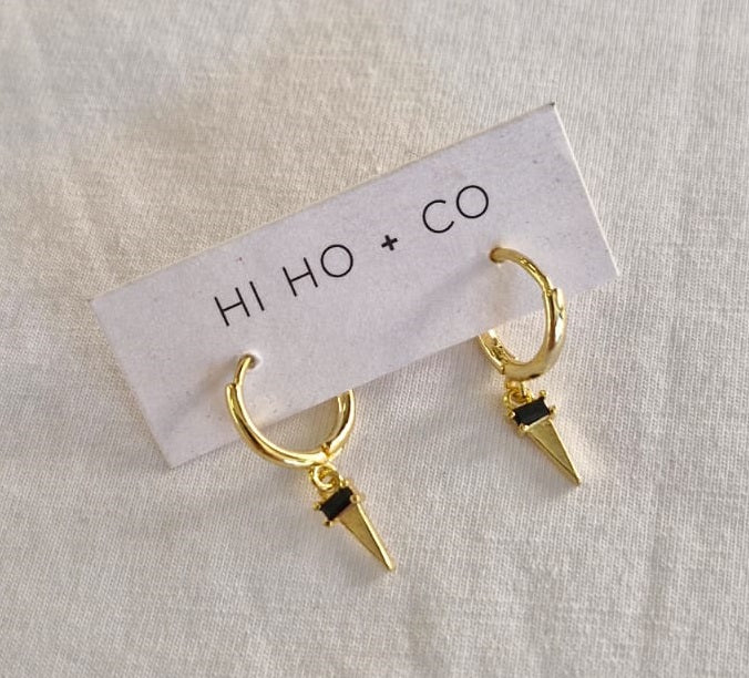 Onyx Point Hoops (Gold) by Hi Ho + Co