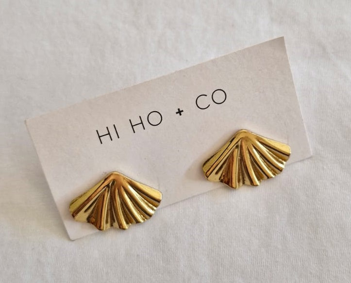 Fan Statement Earrings (Gold) by Hi Ho + Co
