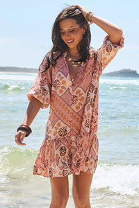 Tahitian Print Inka Mini Dress by Jaase