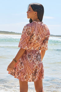 Tahitian Print Inka Mini Dress by Jaase