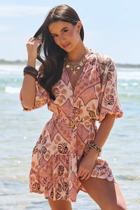 Tahitian Print Inka Mini Dress by Jaase