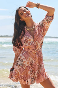 Tahitian Print Inka Mini Dress by Jaase