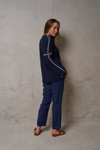 Oxford Contrast Stitch Knit