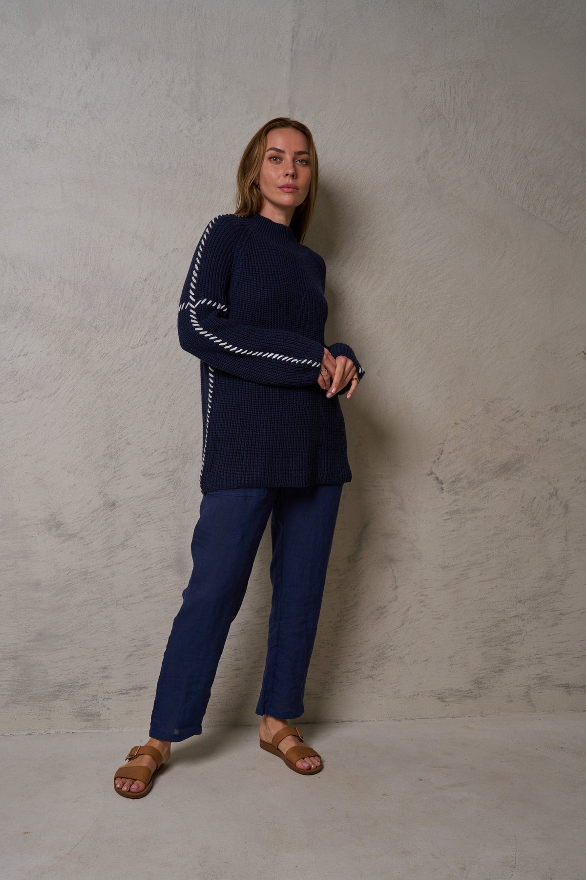 Oxford Contrast Stitch Knit