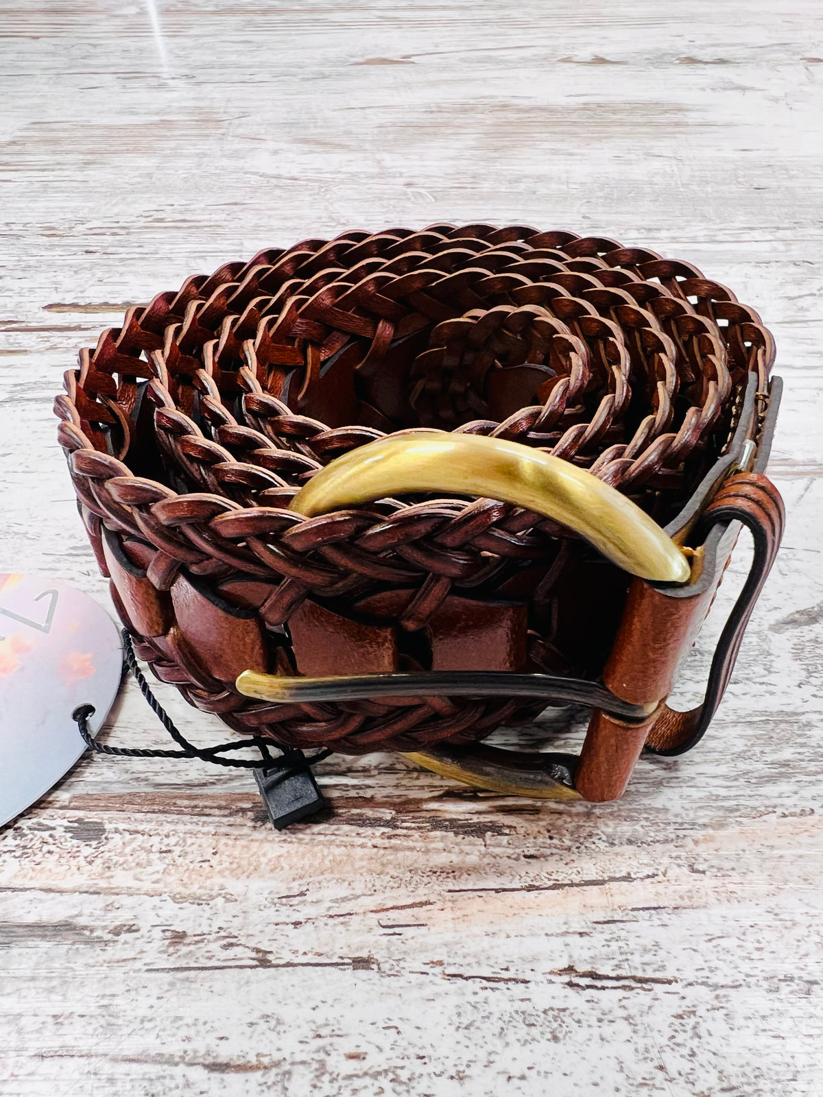 Woven Leather Belt Brown