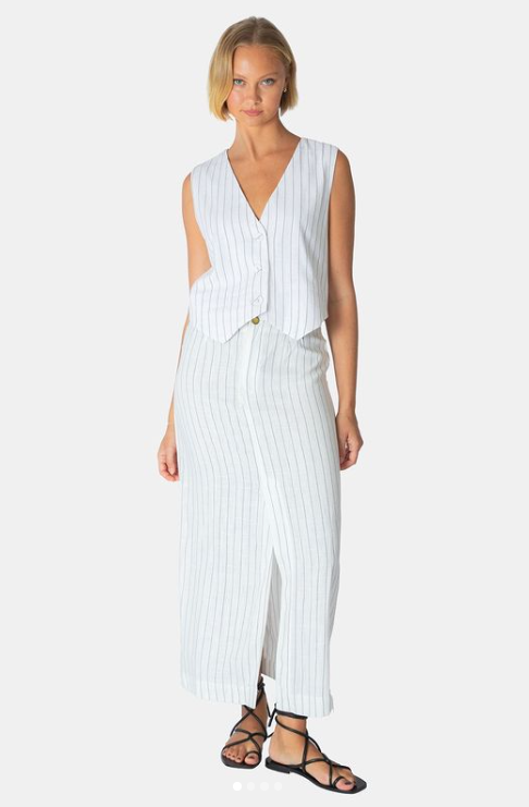 Pinstripe Linen Vest