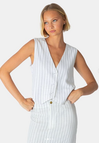 Pinstripe Linen Vest