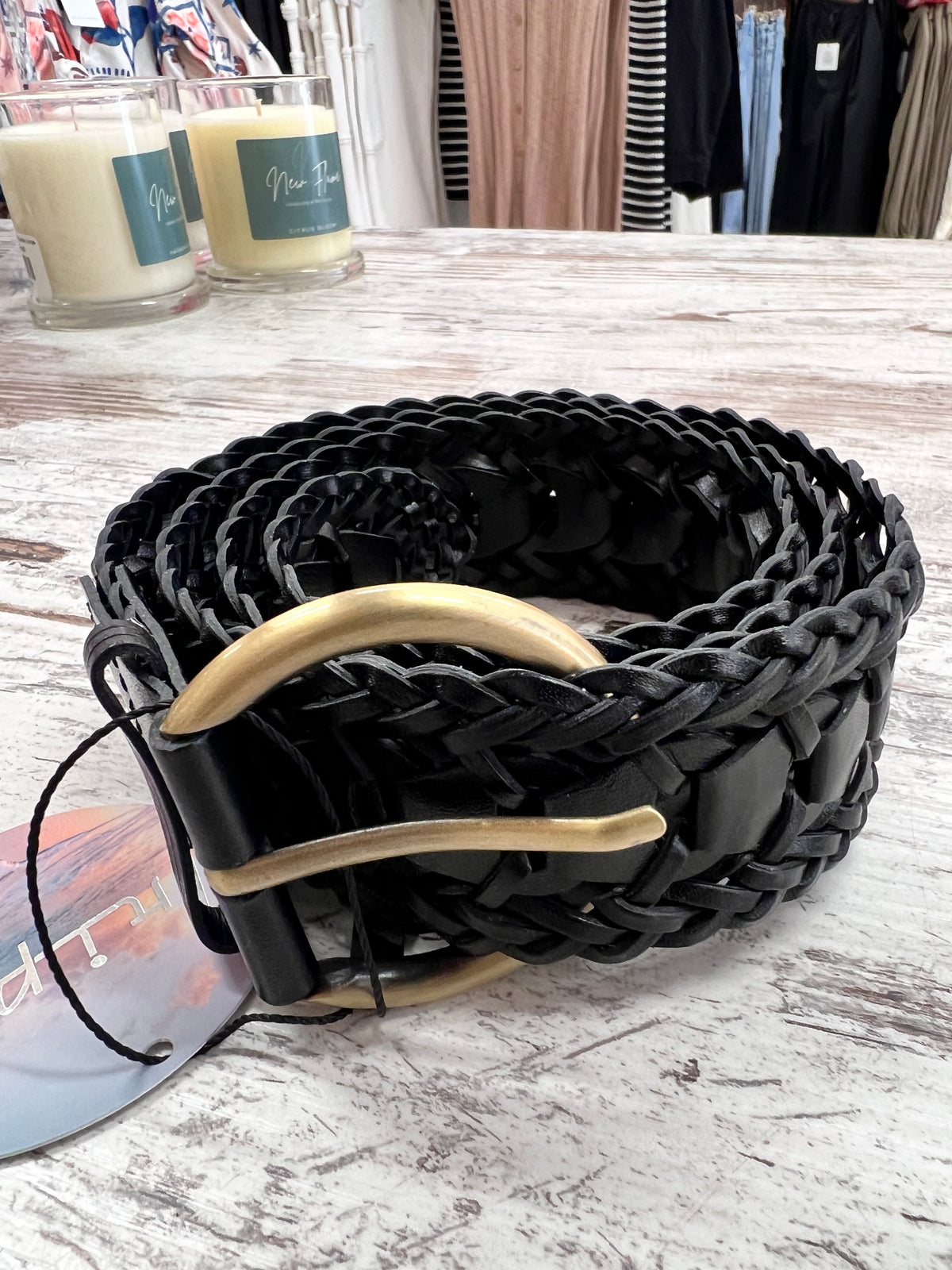 Woven Leather Belt Thin