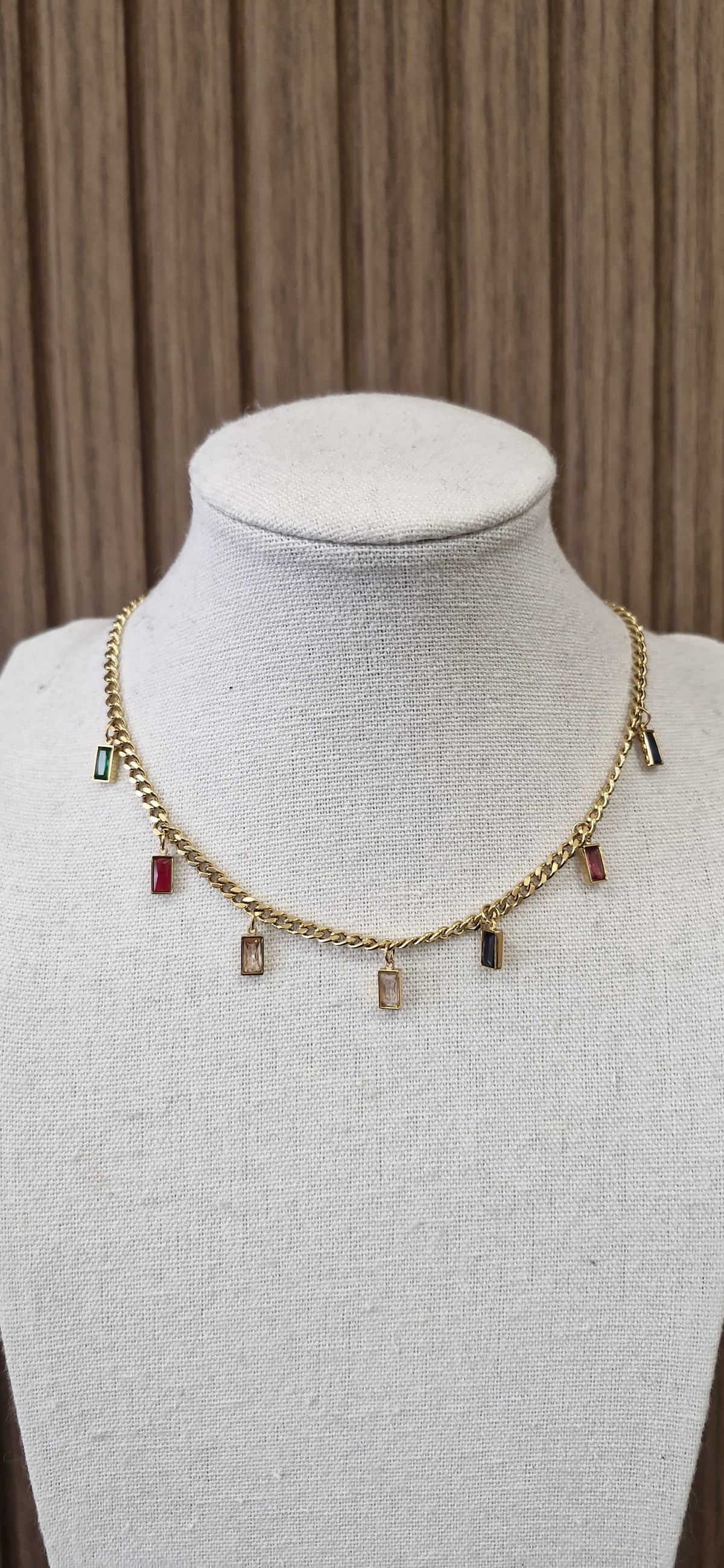 Rainbow Gemstone Charm Necklace