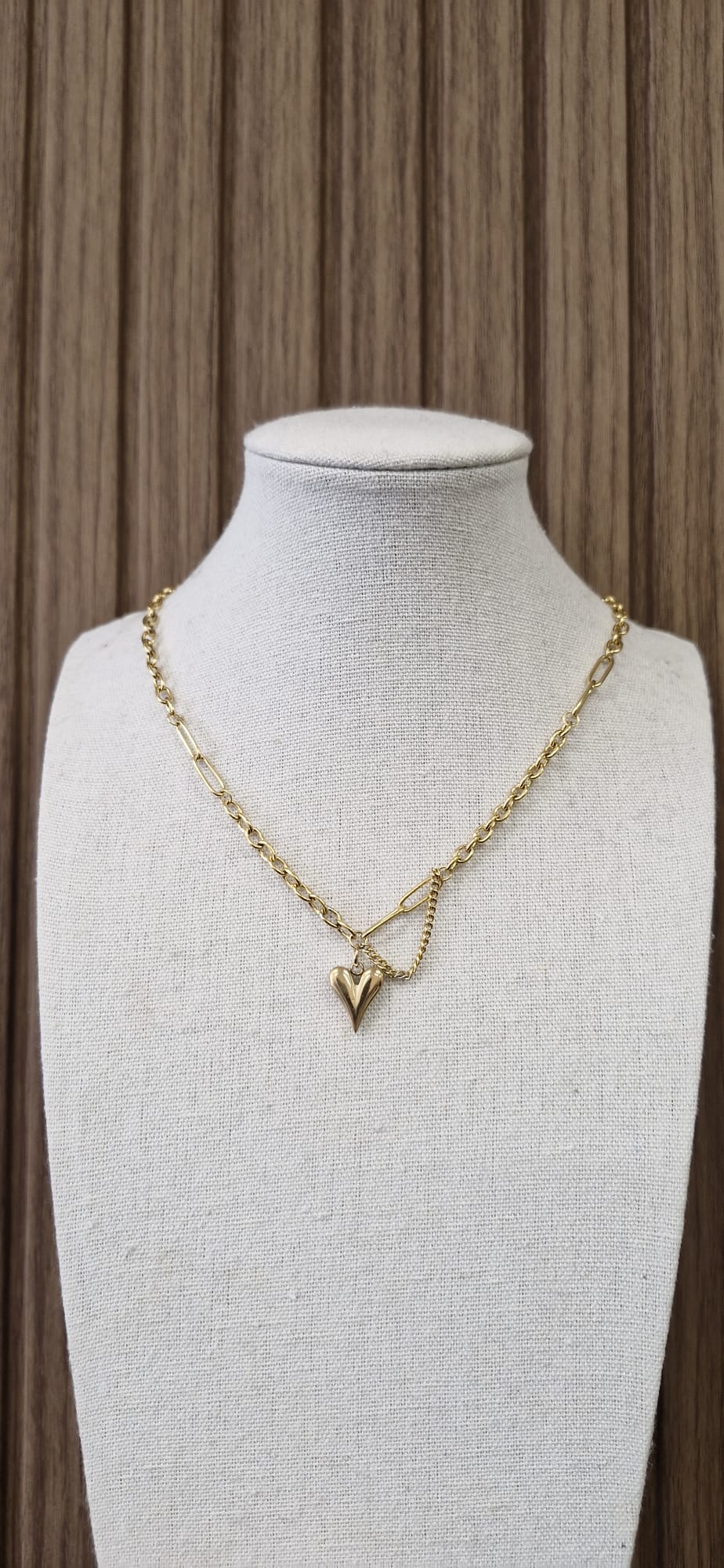 The Amelie Mixed Chain Heart Necklace