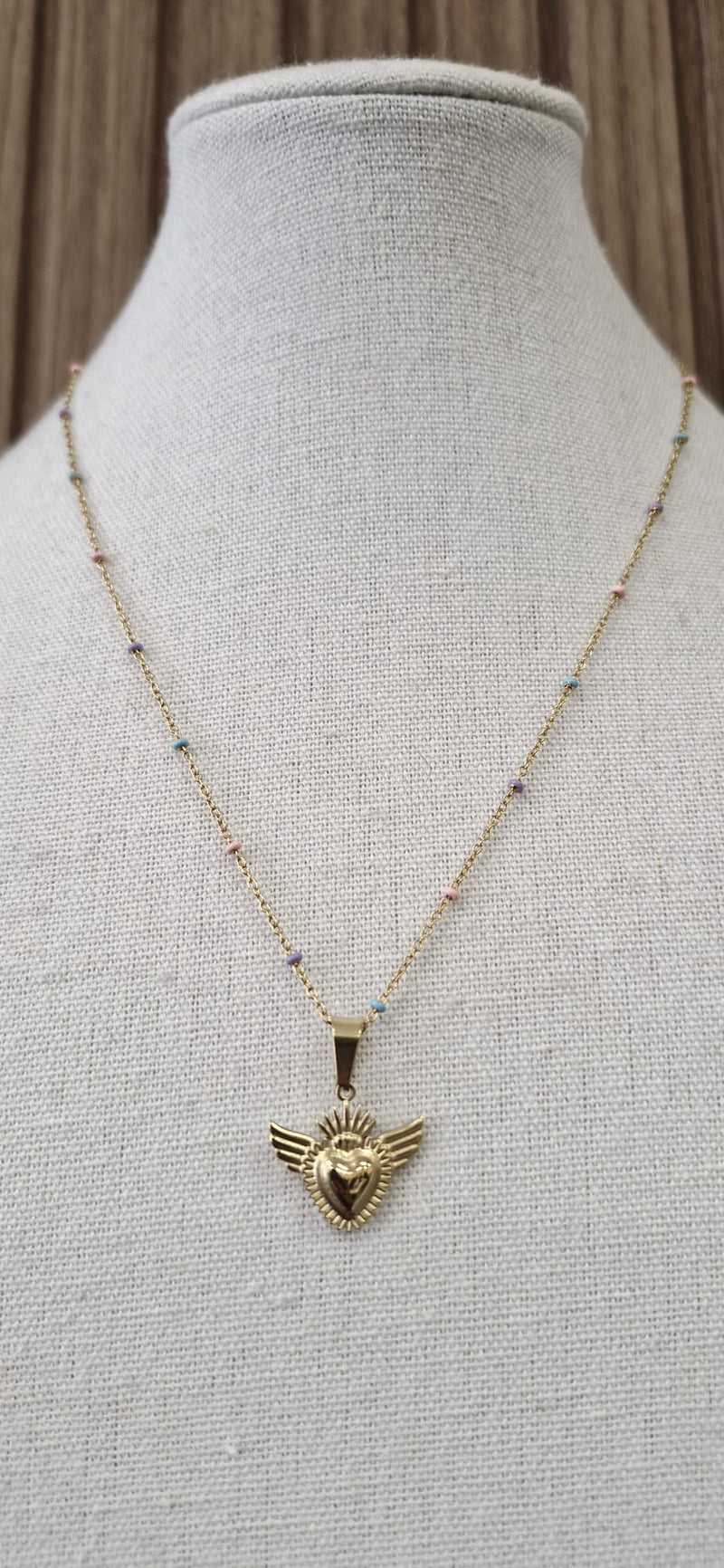 Evangeline Winged Sacred Heart Necklace