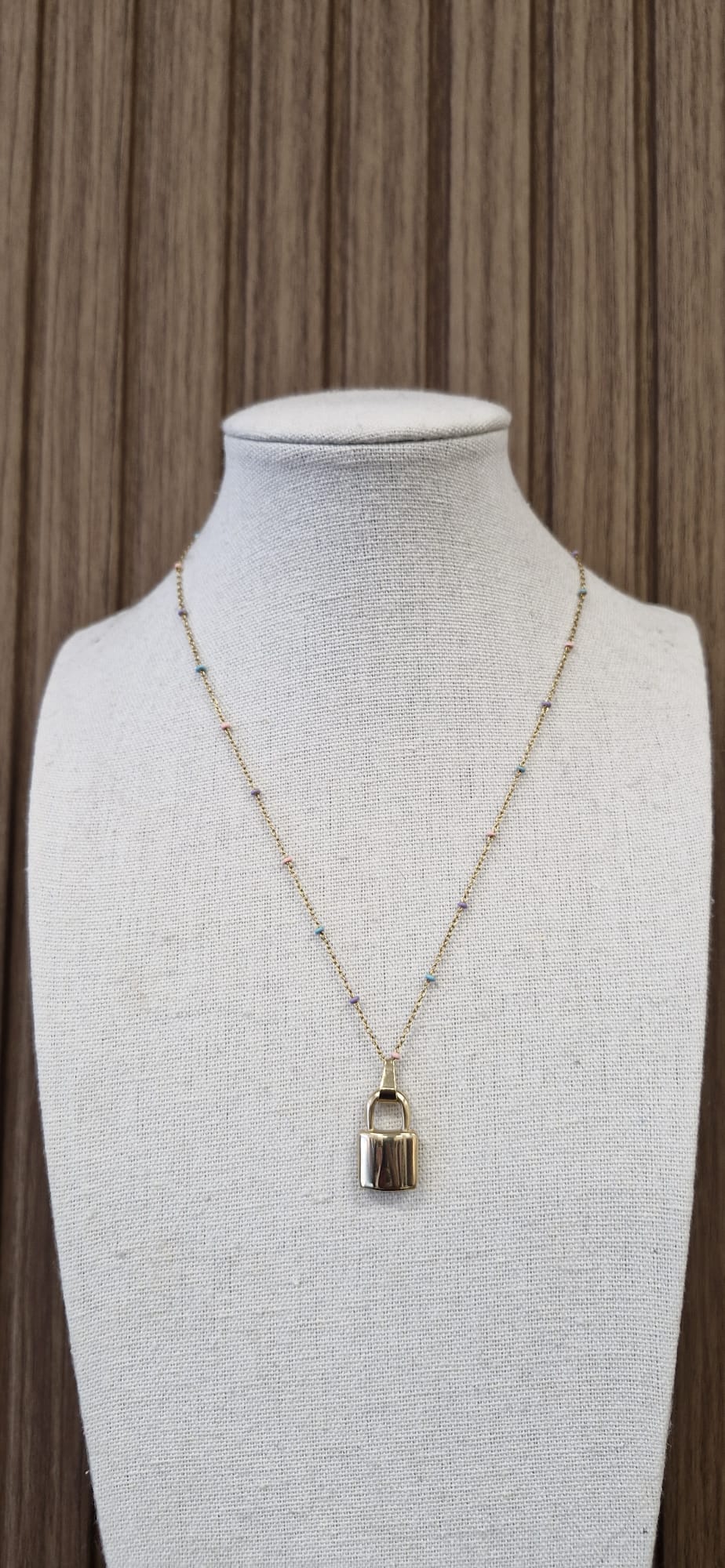 Clementine Enamel Padlock Necklace