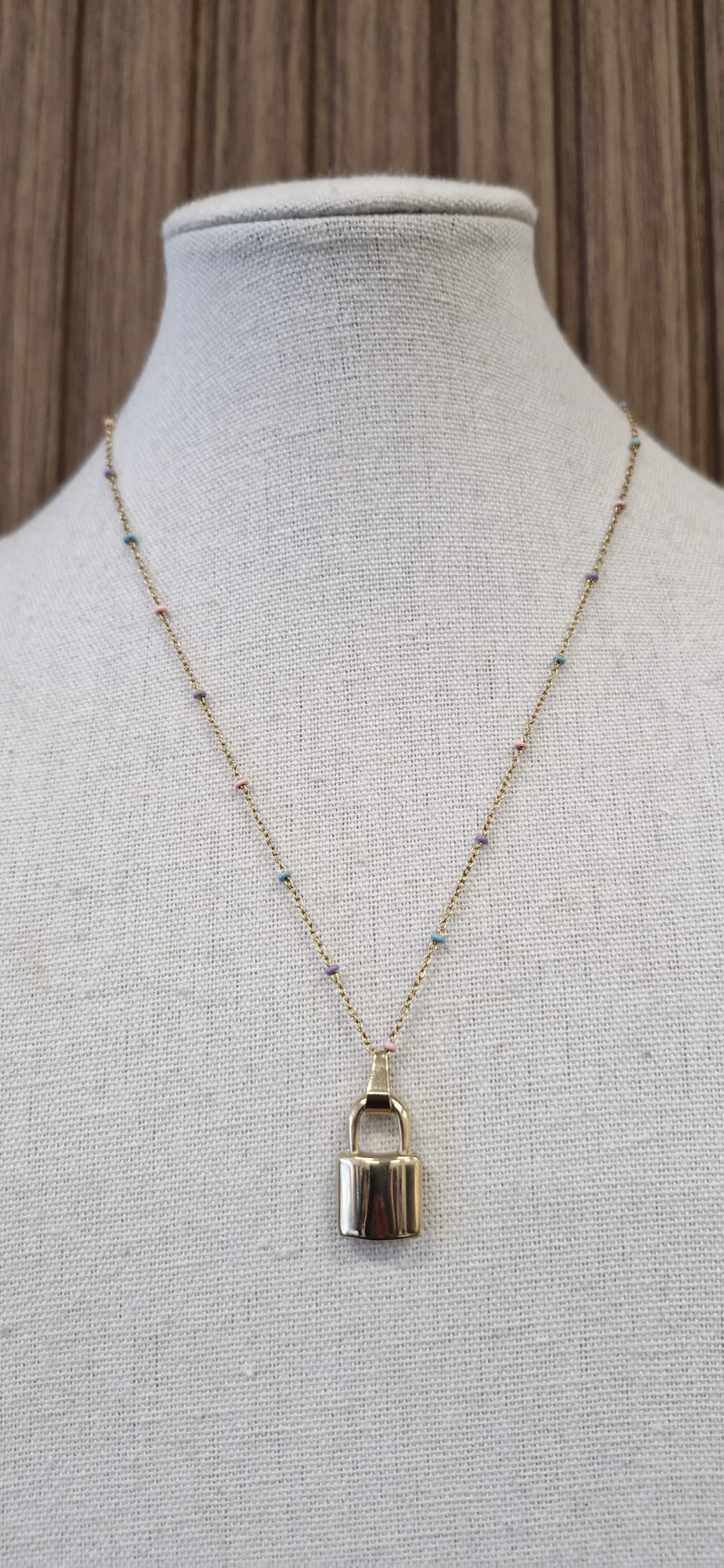 Clementine Enamel Padlock Necklace