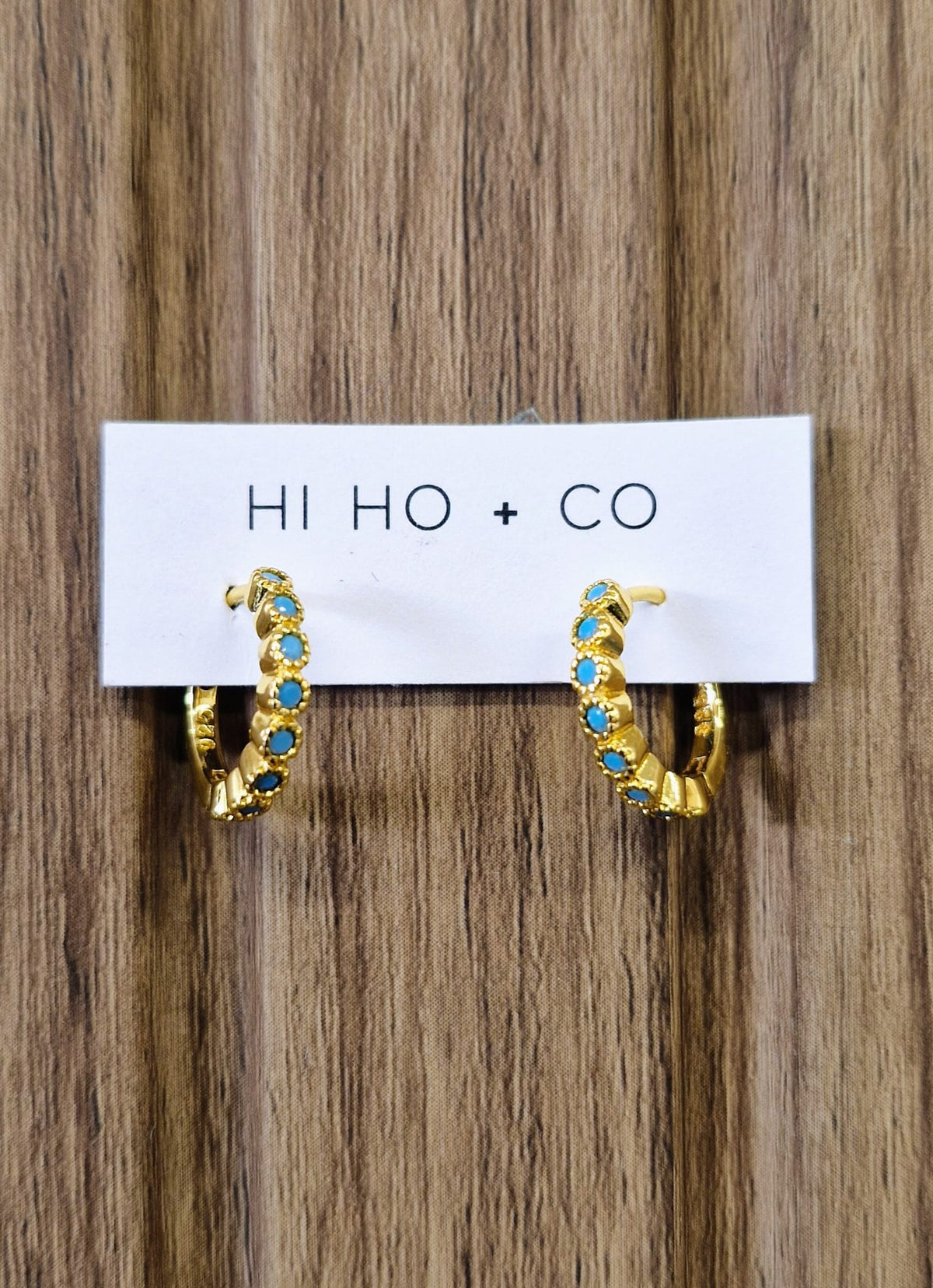 Turquoise Beaded Huggies by Hi Ho + Co