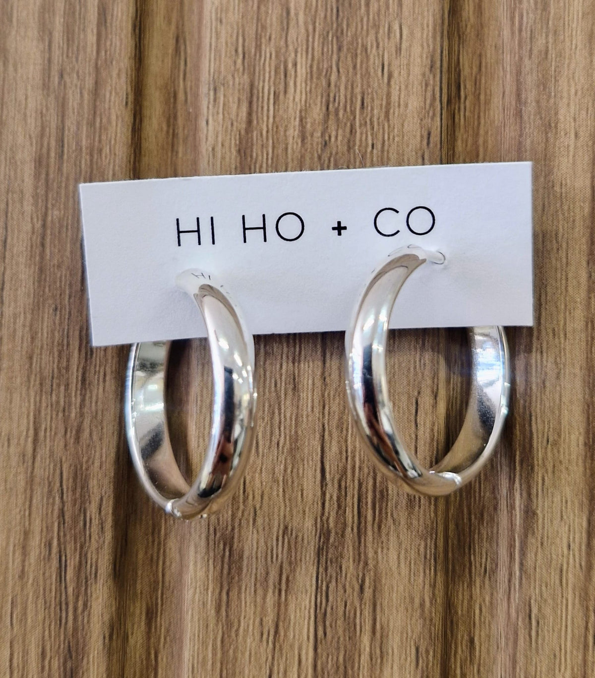 Luna Polished Silver Hoops