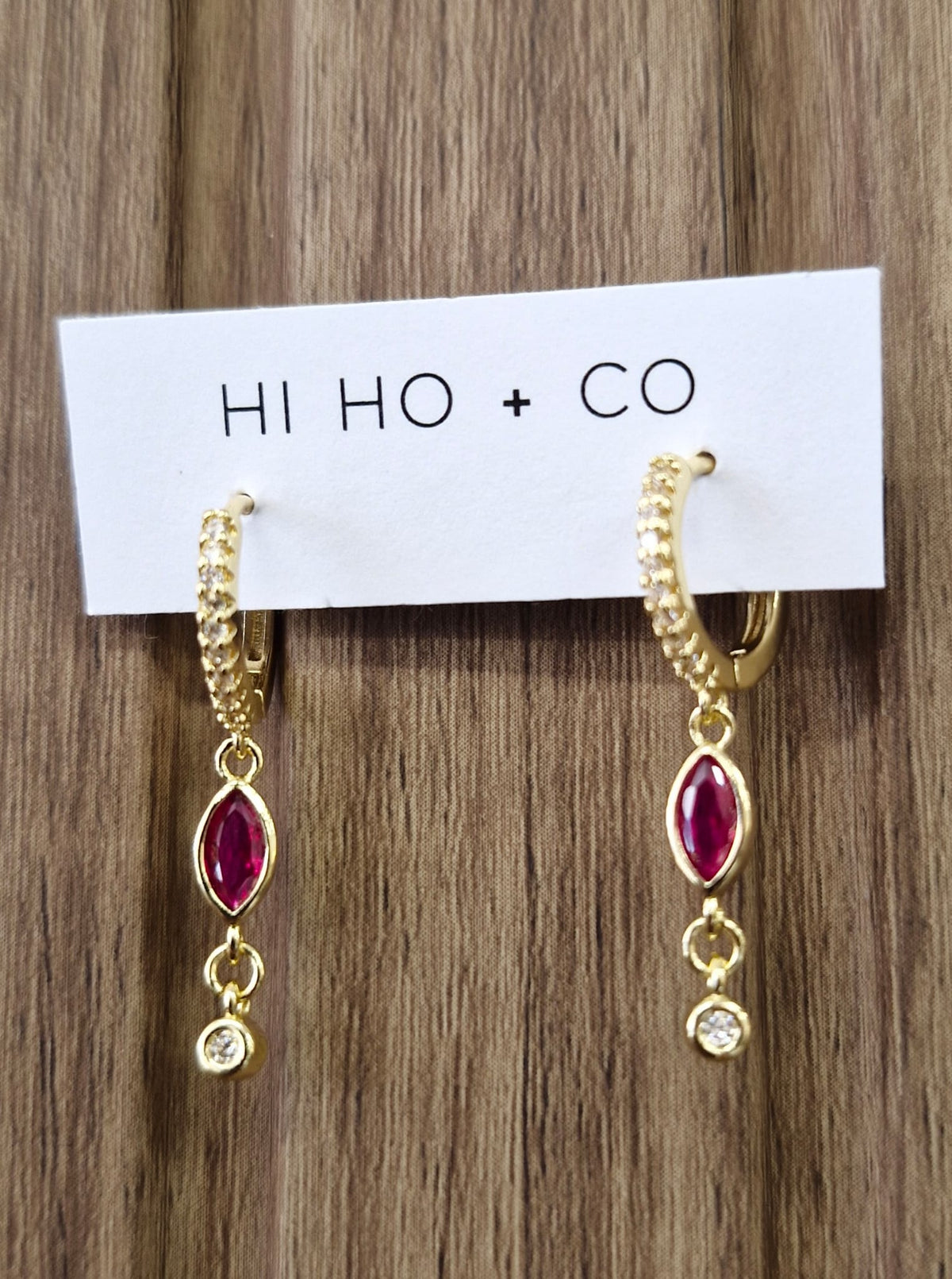 Ruby Radiance Gold Drop Earrings