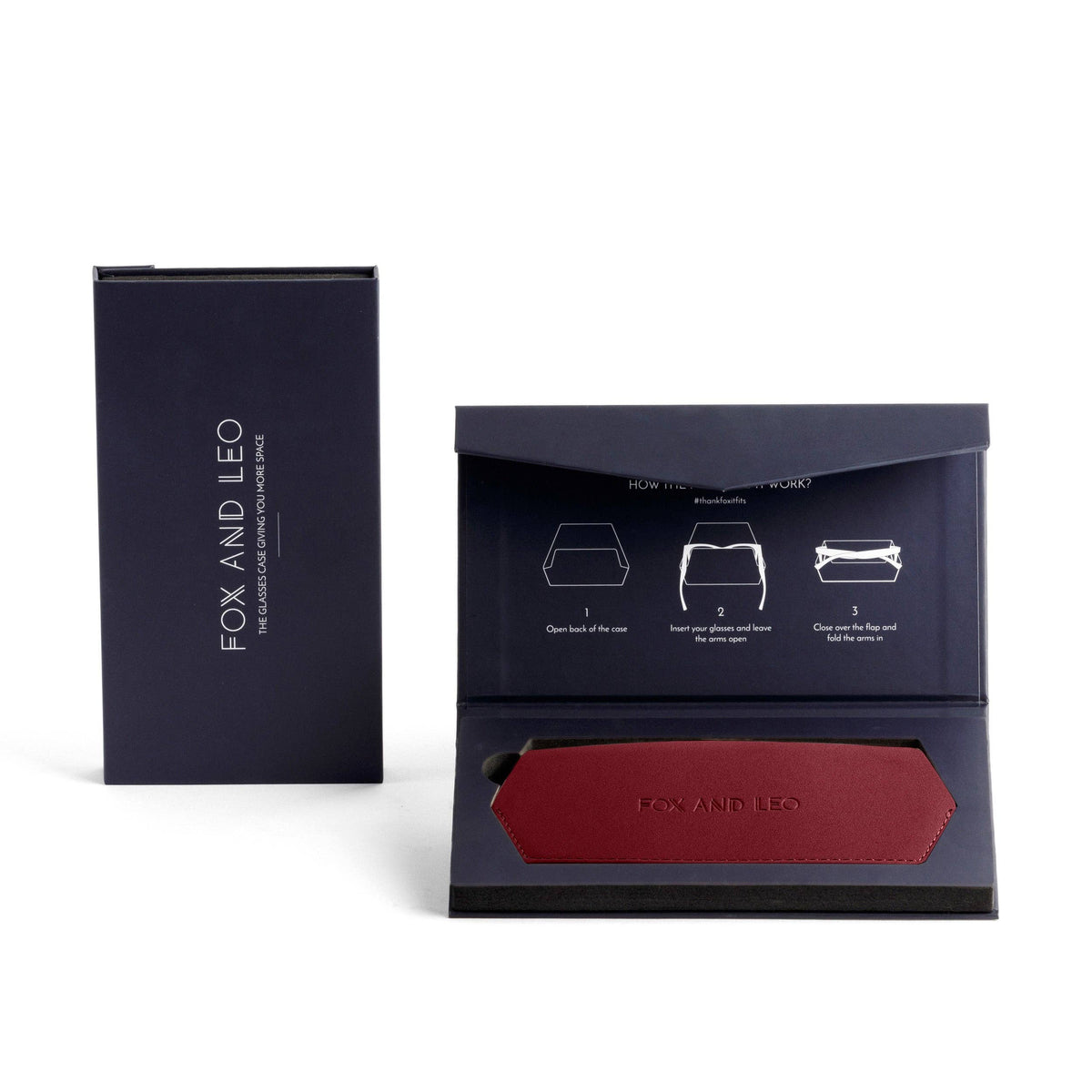 Fox and Leo Glasses Case - Burgundy