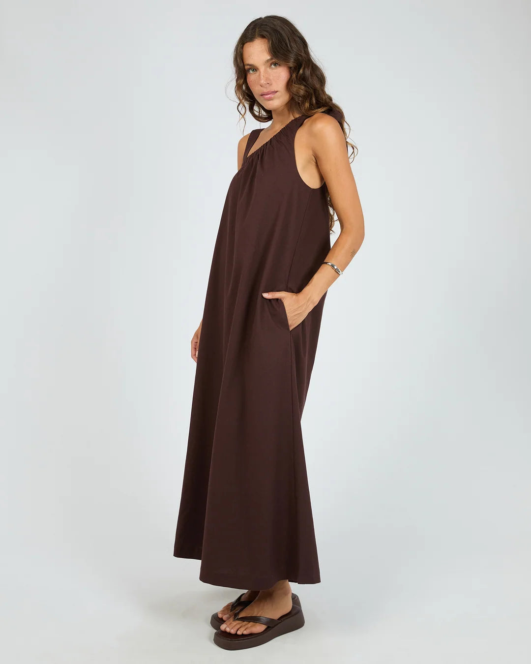 Bowie Tie Maxi Dress Chocolate
