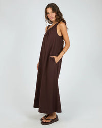 Bowie Tie Maxi Dress Chocolate