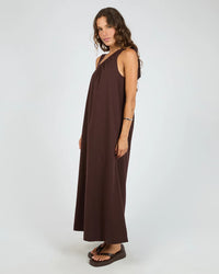 Bowie Tie Maxi Dress Chocolate