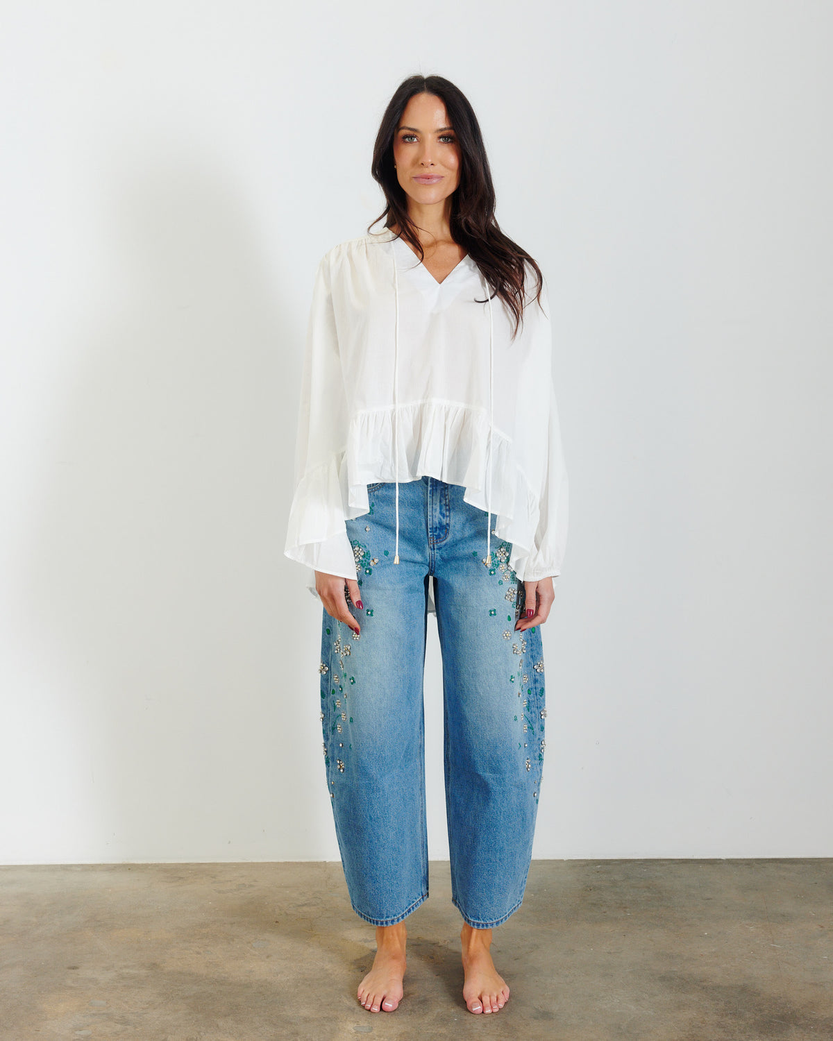 Bejewelled Barrel Jean