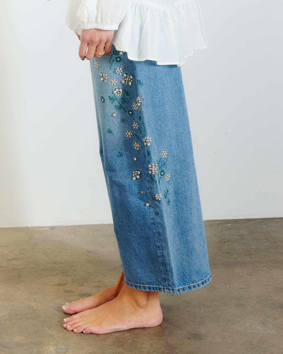 Bejewelled Barrel Jean